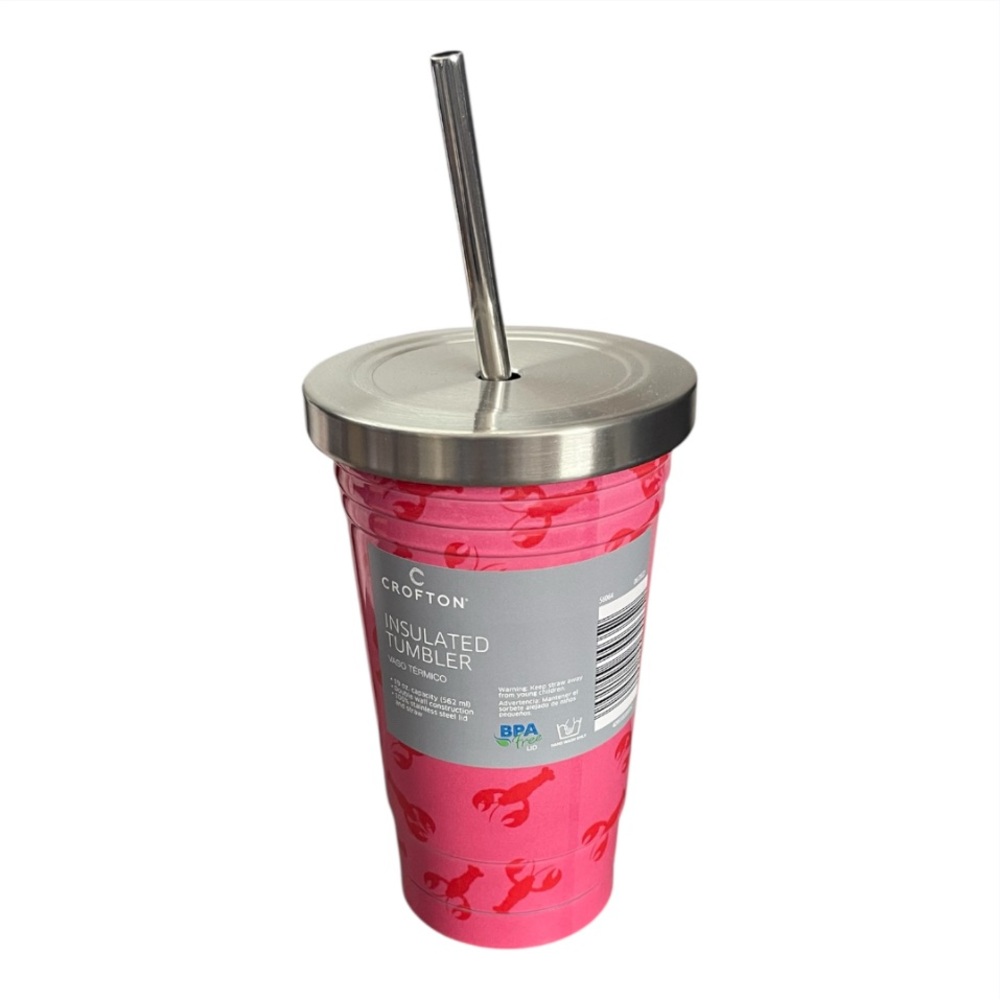 Crofton 19oz Insulated Tumbler Pink Red Lobsters Stainless Steel - Picture 3 of 3